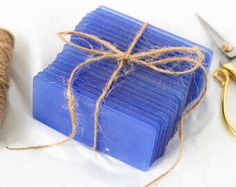 Cornflower Blue Sea Glass Place Cards - Set of 20 Tumbled Glass Tiles