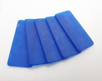 Cobalt Blue Sea Glass Place Cards - Set of 20 Tumbled Glass Tiles