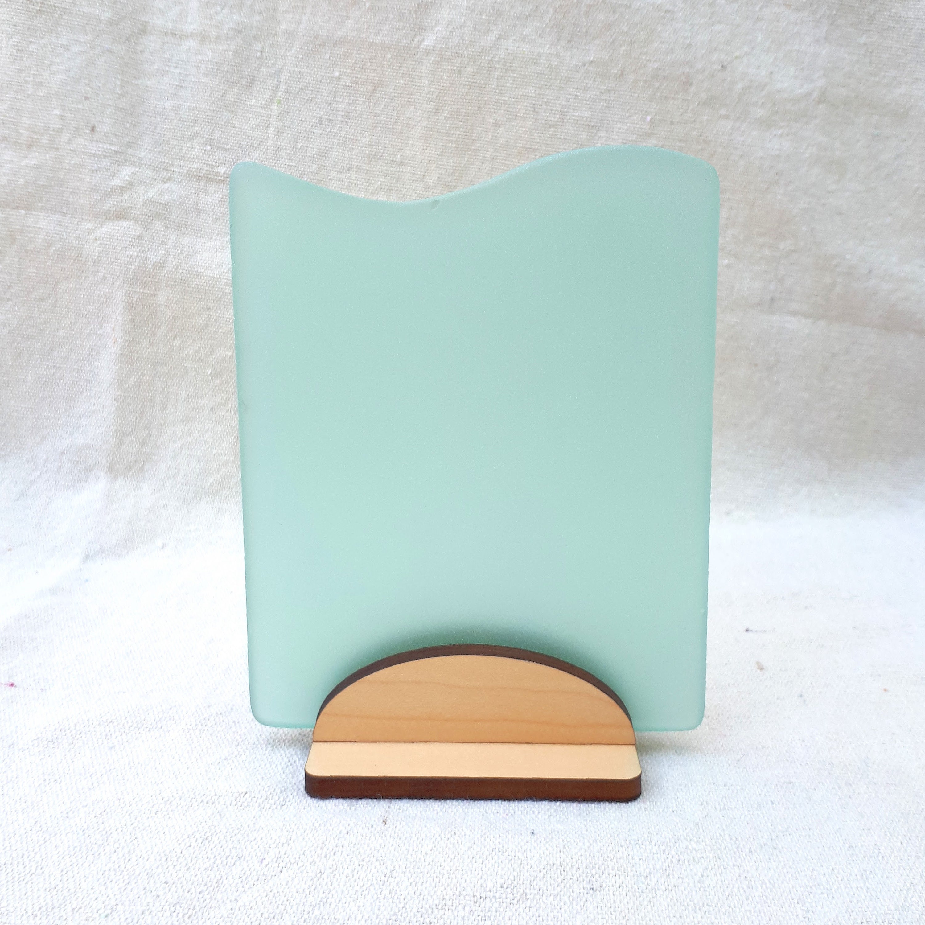 Dark sea green sea glass sign blank - 5x4 inch tumble glass piece