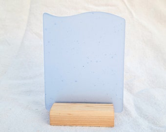 Sky blue sea glass sign blank - 5x4 inch tumble glass piece