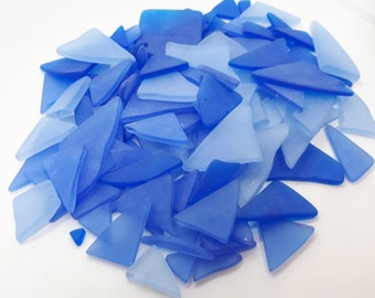 10 Pounds of sea glass - Flat blue pieces