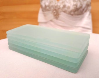 Light Sea Green Sea Glass Place Cards - Set of 20 Tumbled Glass Tiles