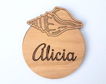 Seashell Place Cards - Birch Wood