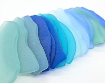 Blue & Green Sea Glass Place Cards - Blank - Set of 20 - Irregular Shaped Pieces