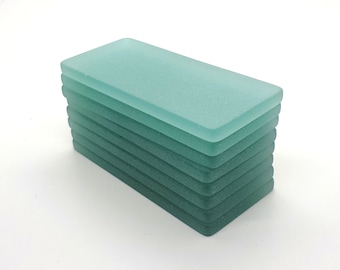 Dark Sea Green - Sea Glass Place Cards - Set of 20 Tumbled Glass Tiles
