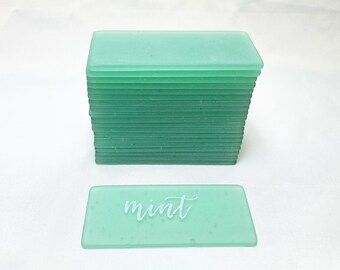 Mint Sea Glass Place Cards - Set of 20 Tumbled Glass Tiles