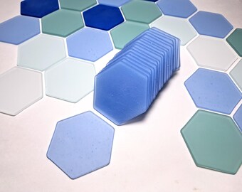 Sea Glass Hexagons - Set of 10
