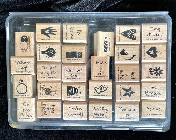 RETIRED- Stampin' up Wooden Stamp Set Mini Mates - Etsy