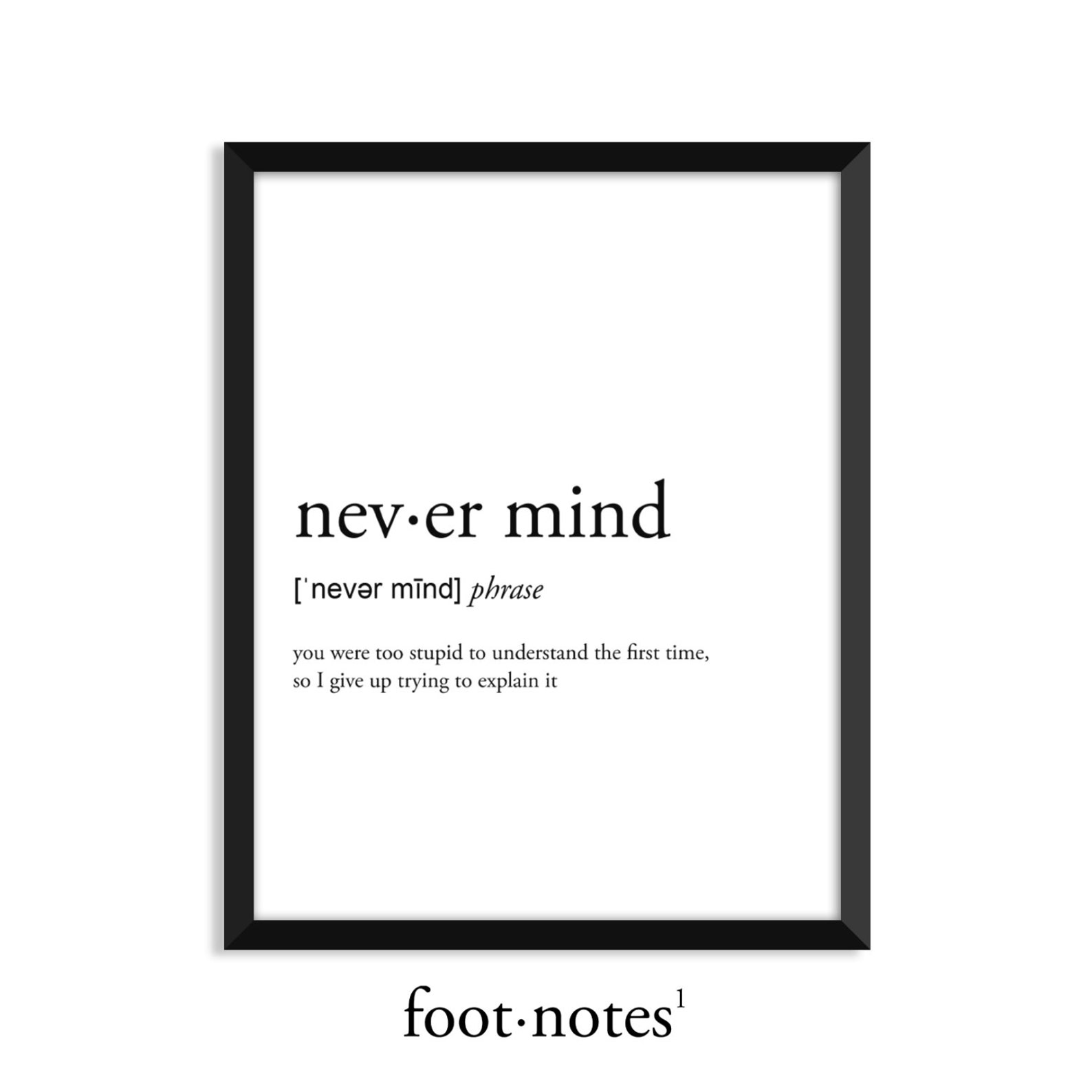 Never mind definition dictionary art print college dorm Etsy