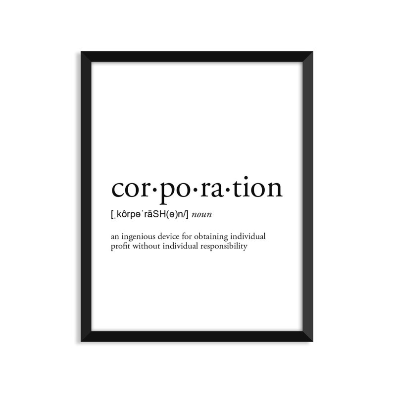 Corporation definition romantic dictionary art print ...