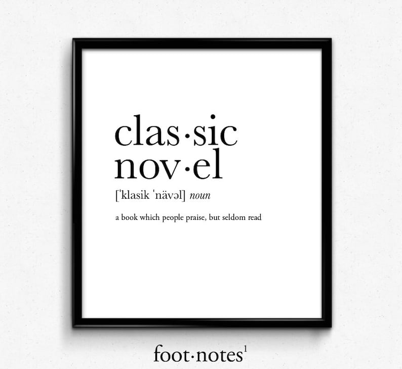 Classic Novel definition dictionary art print office decor Etsy