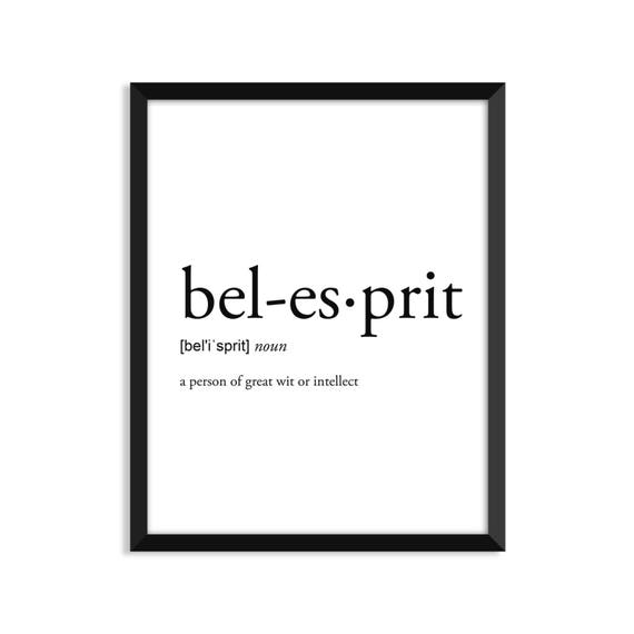 Bel Esprit definition art poster dictionary art print Etsy