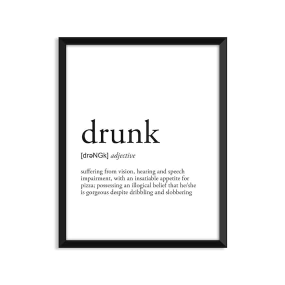Drunk definition art poster dictionary art print office Etsy