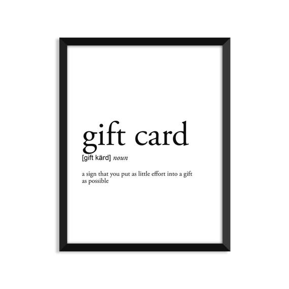 Gift Card definition art poster dictionary art print office Etsy