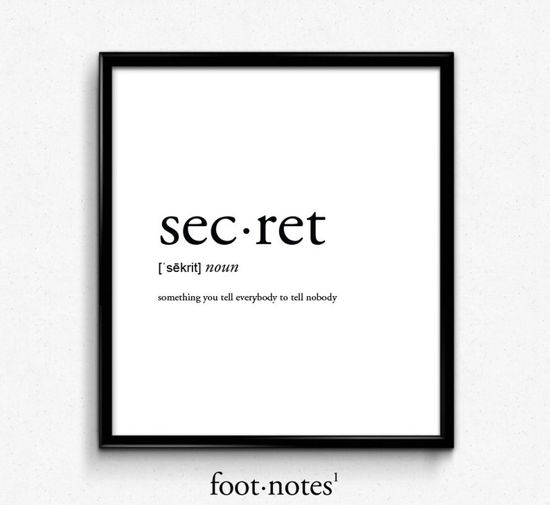Secret definition romantic lovedictionary art print office Etsy