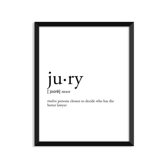 Jury definition romantic dictionary art print office decor Etsy