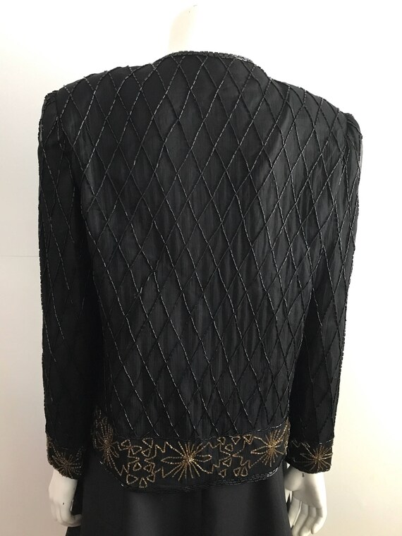 Vintage 80's Black and Gold Beaded Jacket Cardigan - image 9