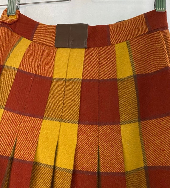 Vintage 80’s Pleated Plaid Wool Midi Skirt with L… - image 8