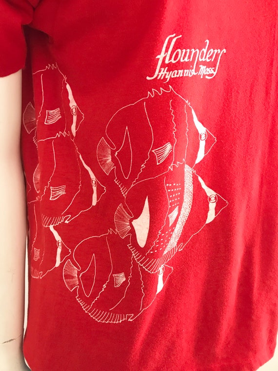 Vintage 80's Red and White Flounder Fish T-shirt - image 3