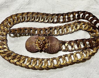 Vintage Gold Thin Snake Chain Metal Belt With Lions Head - Etsy