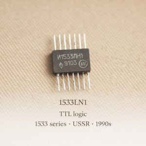 Vintage Soviet IC 1533LN1 • USSR TTL Logic Microchip • Gold Pins Ceramic Package • 1533 Series Integrated Circuit • 1991 Soviet Electronics