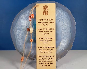 Native American Inspired Bookmark, Prayer Blessing, Wooden Bookmark, Wedding Gift Blessing, May the Sun, Laser Engraved May The Sun