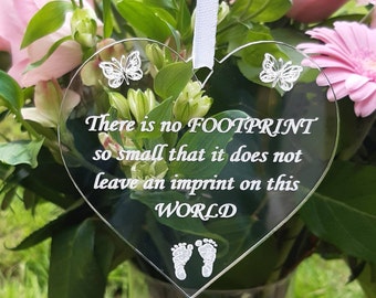 BABY Loss Miscarriage Remembrance Keepsake Gift | Baby FOOTPRINT Heart | Memorial for Angel Baby | Baby in Heaven Decoration