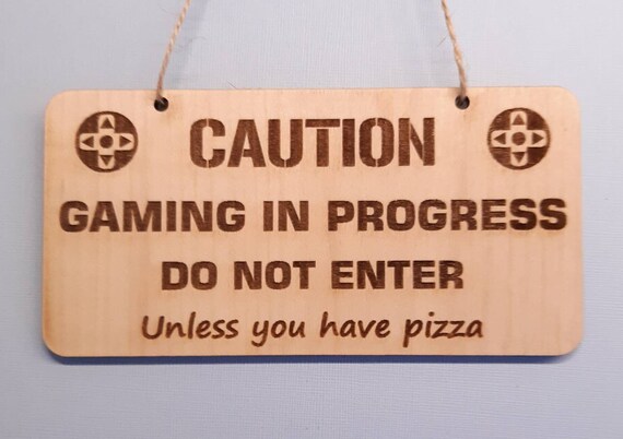 Funny Gamer Gift Caution Gaming Gamer Bedroom Door Sign Man Etsy