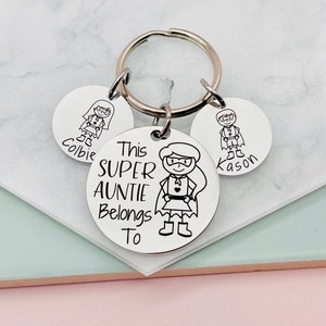 This Super Auntie Belongs To, Personalised Gift, Gift For Her, Gift For Auntie, from the kids, Aunt Gift, Auntie Gift, Engraved Gift, image 4