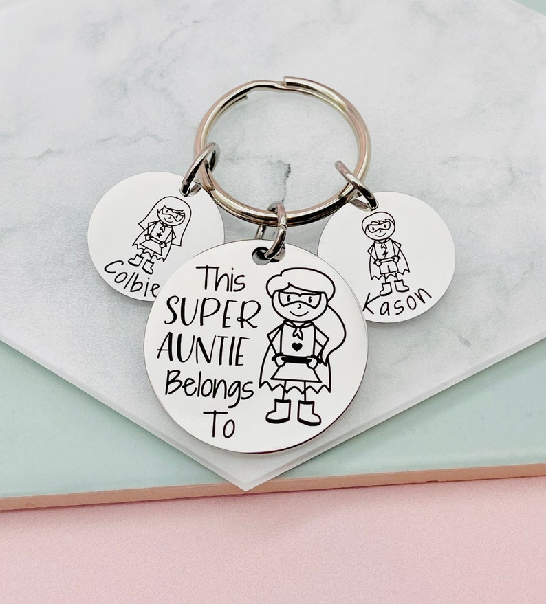 This Super Auntie Belongs To, Personalised Gift, Gift For Her, Gift For Auntie, from the kids, Aunt Gift, Auntie Gift, Engraved Gift, image 4