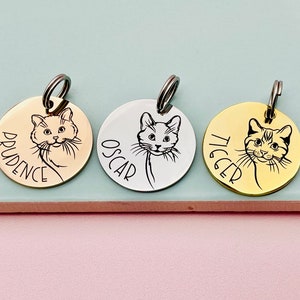 Cat Tag, Cat ID Tag, Pet Tags, ID Tag, Custom Tag, Personalised Engraved Cat Tag, Personalized Cat Tag, Microchipped