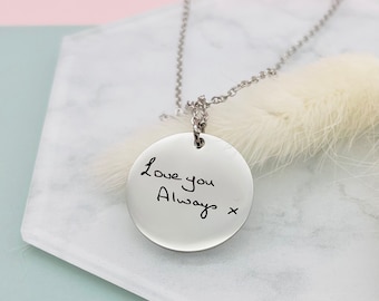 Handwriting Engraved Necklace, Handwriting Necklace, Handwriting Jewellery, Custom Handwriting, Actual Handwriting,