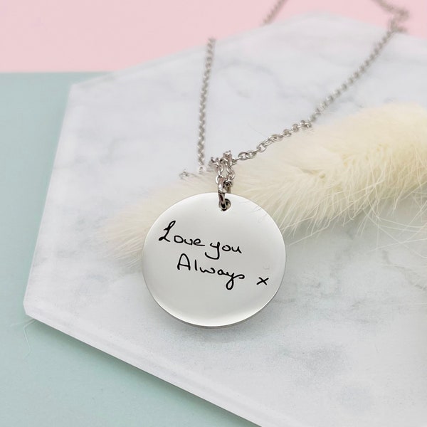 Handwriting Engraved Necklace, Handwriting Necklace, Handwriting Jewellery, Custom Handwriting, Actual Handwriting,