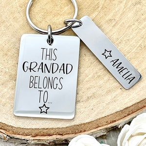 This Grandad Belongs To, Personalised Keyring, Gift For Him, Gift For Grandad, Gift for Grampy, Fathers Day Gift, Grandpa Gift, Engraved image 1