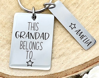 This Grandad Belongs To, Personalised Keyring, Gift For Him, Gift For Grandad, Gift for Grampy, Fathers Day Gift, Grandpa Gift, Engraved