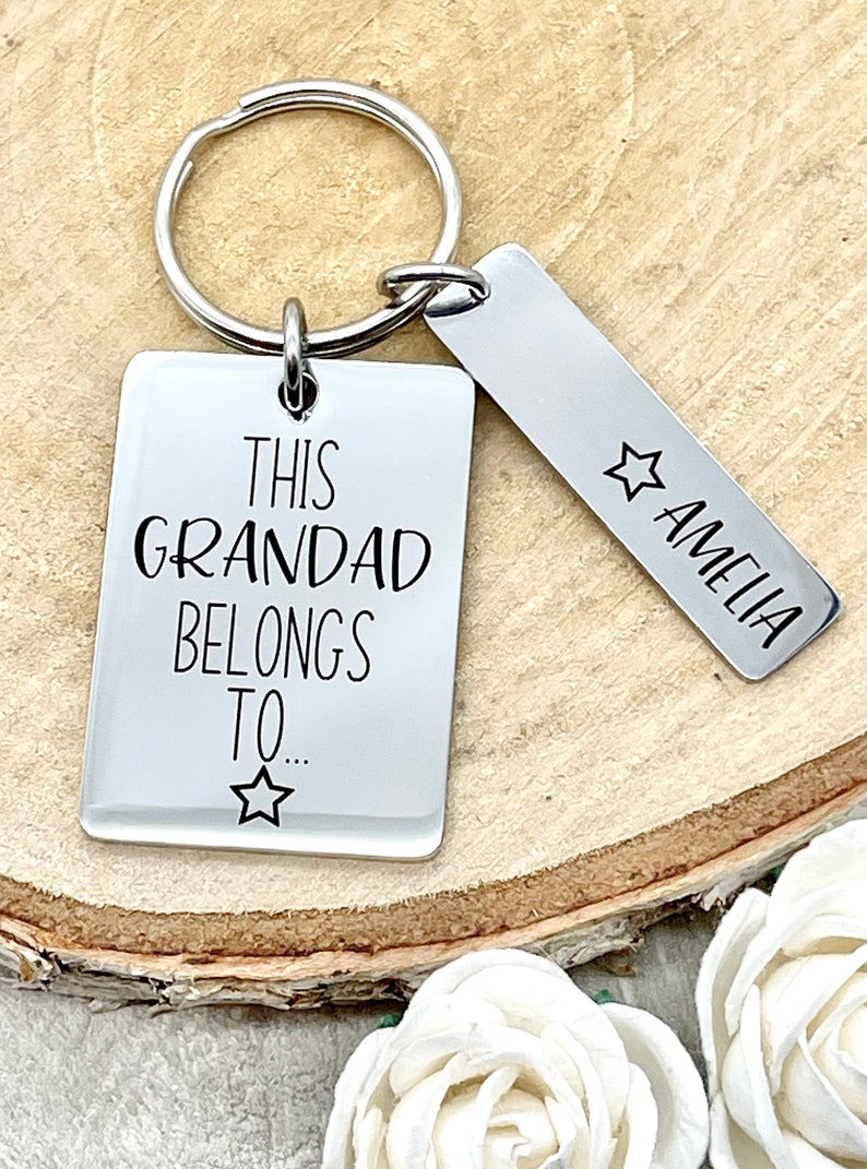 This Grandad Belongs To, Personalised Keyring, Gift For Him, Gift For Grandad, Gift for Grampy, Fathers Day Gift, Grandpa Gift, Engraved 