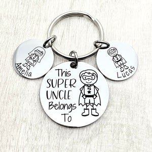 Uncle Gift, This Super Uncle Belongs To, Best Uncle, Gift for Uncle, Brother Gift, Personalised Keyring, Super Hero Gift, image 5