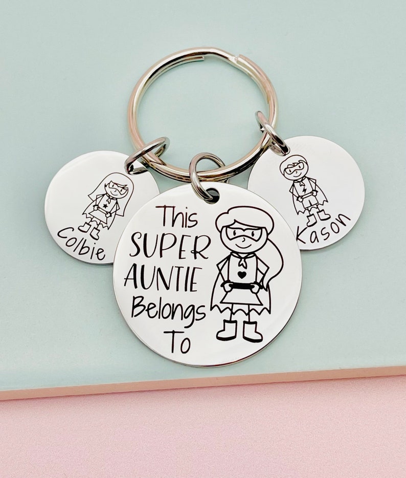 This Super Auntie Belongs To, Personalised Gift, Gift For Her, Gift For Auntie, from the kids, Aunt Gift, Auntie Gift, Engraved Gift, image 5