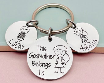 Godmother Gift, personalised keyring, gift for godparent, christening gift, This Godmother Belongs To, Guardian Gift,