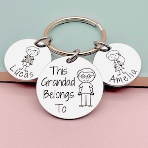 Pops Family Grandparent Gift Grandad Keyring Grandad Birthday Gift Personalised Present Gramps Grandpa Gift Chic Unique Gift Ideas