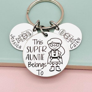 This Super Auntie Belongs To, Personalised Gift, Gift For Her, Gift For Auntie, from the kids, Aunt Gift, Auntie Gift, Engraved Gift, image 1