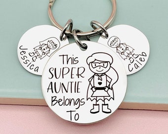 This Super Auntie Belongs To, Personalised Gift, Gift For Her, Gift For Auntie, from the kids, Aunt Gift, Auntie Gift, Engraved Gift,