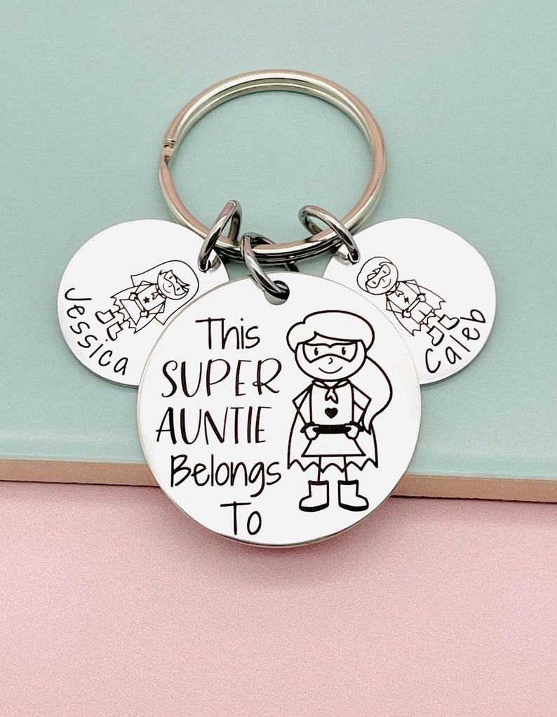 This Super Auntie Belongs To, Personalised Gift, Gift For Her, Gift For Auntie, from the kids, Aunt Gift, Auntie Gift, Engraved Gift, image 1