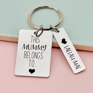 This Mum Belongs To Personalised Engraved Keyring Gift for Mummy Mum Mom, Mothers Day Gift, New Mum, Mum Gift, Personalised Gift for Mum