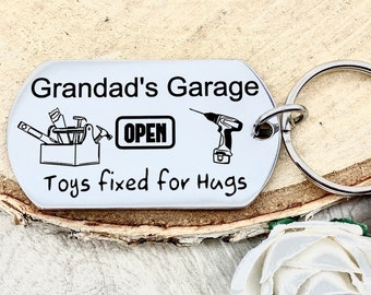 Grandad Grampy Gift, Personalised Keyring, Gift For Him, Gift For Grandad Grumpy Pops Papa, Gift for Grampy, Fathers Day Gift, Garage Key