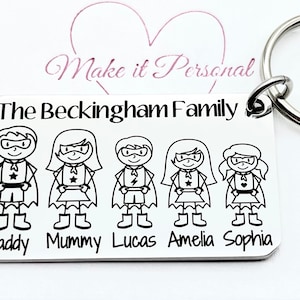 Porte-clés personnalisé Super Family, Cadeau pour papa, Cadeau pour maman, Cadeau maman, Cadeau fête des pères, Cadeau fête des mères, Cadeau papa, Cadeau pour maman