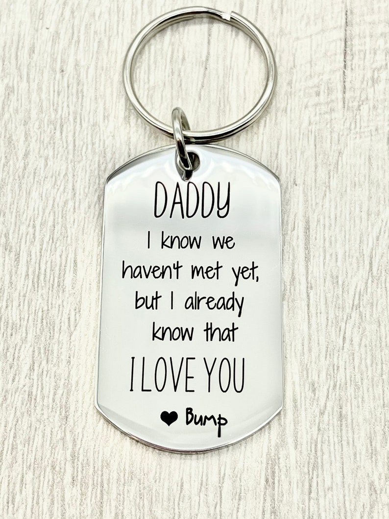 This keyring is engraved with a special message from a bump to a dad to be. It's both a meaningful and practical gift for the man in your life.