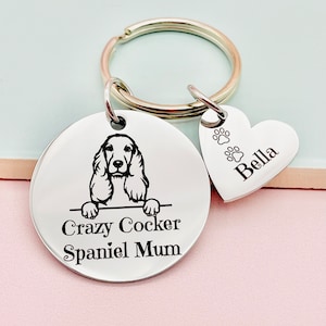 Cocker Spaniel Gift, Personalised Gift, Spaniel Lover, Dog Lover, Pet Gift, Spaniel Keyring, Dog Keyring, Dog Birthday Gift, Dog Christmas