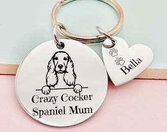 Cocker Spaniel Gift, Personalised Gift, Spaniel Lover, Dog Lover, Pet Gift, Spaniel Keyring, Dog Keyring, Dog Birthday Gift, Dog Christmas