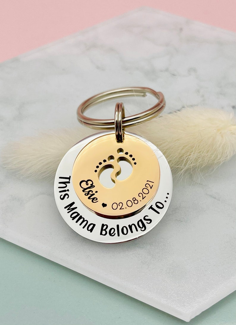 This Mum Belongs To Personalised Engraved Keyring Gift for Mummy Mum Mom, Mothers Day Gift, New Mum, Mum Gift, Personalised Gift for Mum image 2